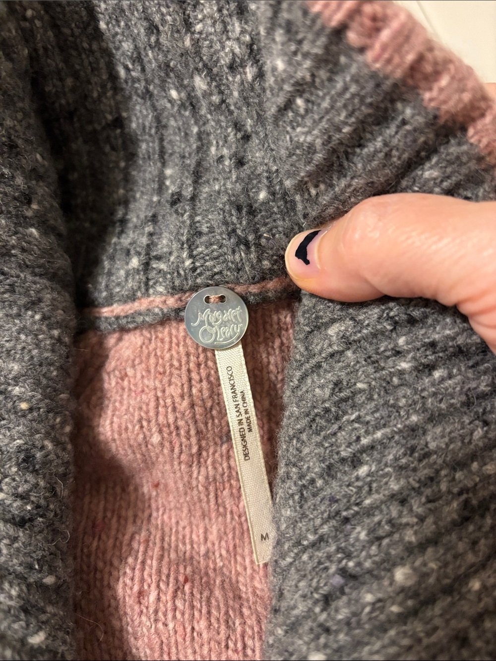 Margaret O’Leary Cottagecore Cardigan Size Medium Twee Quiet Luxury Wide Collar - Picture 11 of 12